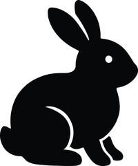 Silhouette rabbit sitting isolated on white background vector Illustrator