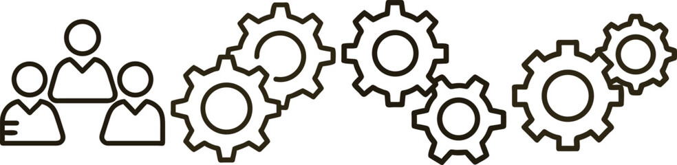 Teamwork and Collaboration:  Interlocking Gears Representing Group Effort and Synergy in Business Success