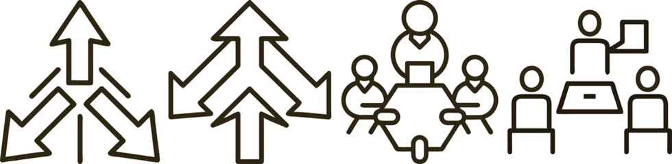 Streamlined Business Processes: Icons for Teamwork, Collaboration, and Growth Strategies