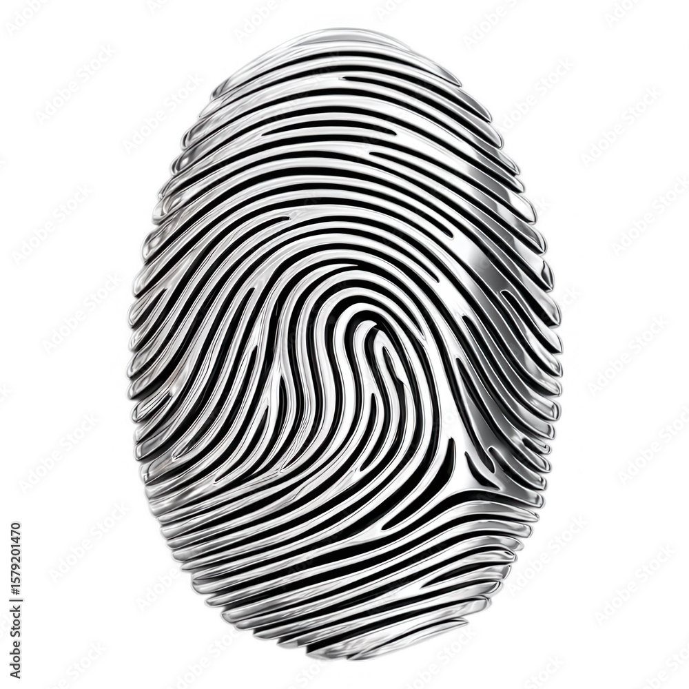 Poster abstract silver fingerprint design with organic curves and textured patterns