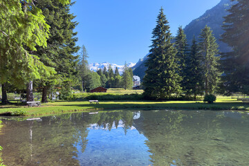 mountain lake in the alps in gressoney italy	
