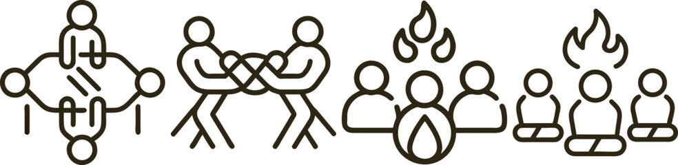 Teamwork, Collaboration, and Shared Goals: A Set of Simple Line Icons Illustrating Group Dynamics and...