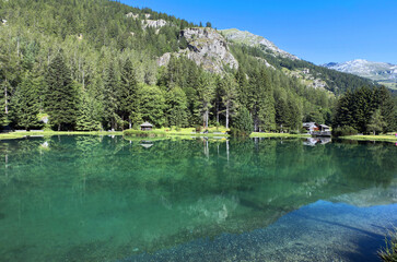 mountain lake in the alps in gressoney italy	