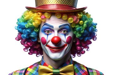 3D Rendering of beautiful, trending and realistic Clown with white background