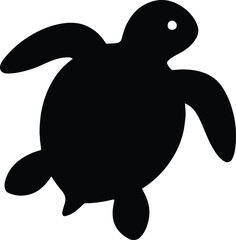 Silhouette sea turtle swimming ocean wildlife simple vector Illustrator