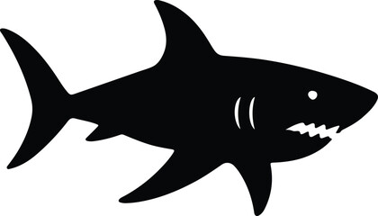 Silhouette shark simple black aggressive animal marine wildlife vector Illustrator