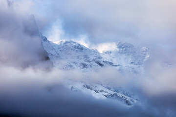 Matterhorn Mountain epic aerial view with white snow,Switzerland