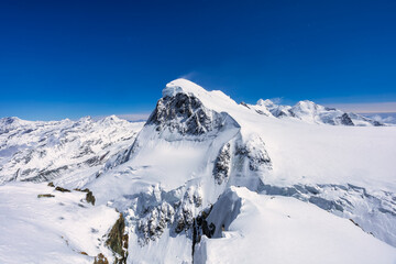 Matterhorn Mountain epic aerial view with white snow,Switzerland