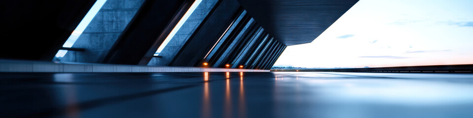 Modern Concrete Structure Exterior at Dusk