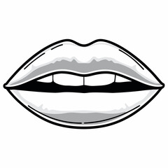 Obraz premium Lips icon in outline black style