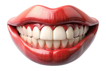 3D Rendering of beautiful, trending and realistic Mouth Smile with white background