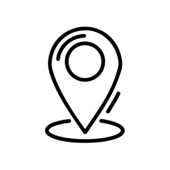 Location pin icon in black outline style