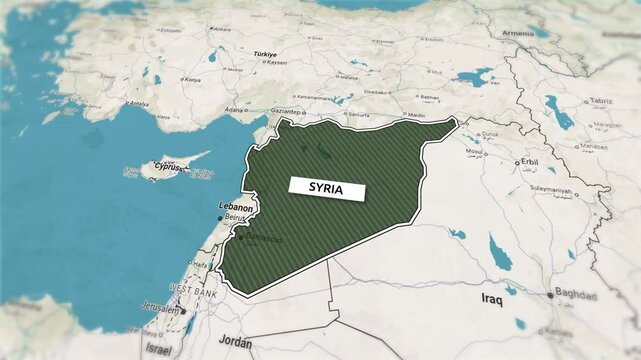 Borders of the state of Syria on the map