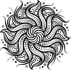 Black and white dashed doodle flowing line art pattern background stock illustration illustration black and white 