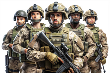 3D Rendering of beautiful, trending and realistic Soldiers with white background