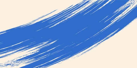 Grainy blue bold brush stroke with spray texture. Hand drawn distress damaged edge vintage template, banner. Grainy bold brush strokes texture with small dots. Retro vector background for posters.