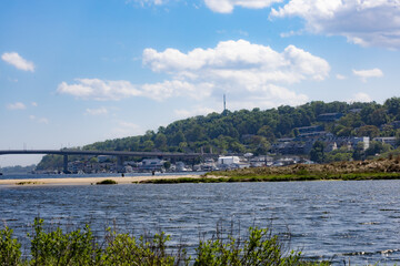Riverside Town with Marina and Bridge