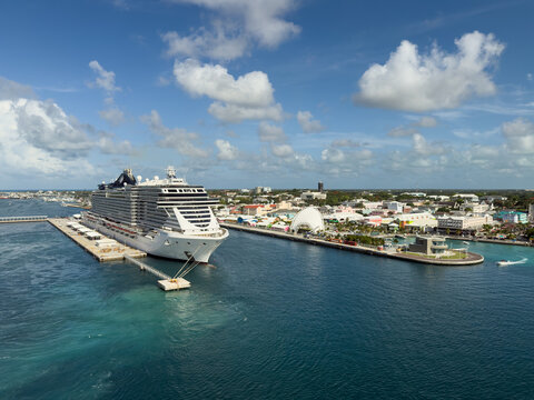 MSC Seashore Cruise Ship Docked in Recently Renovated Nassau Cruise Port
