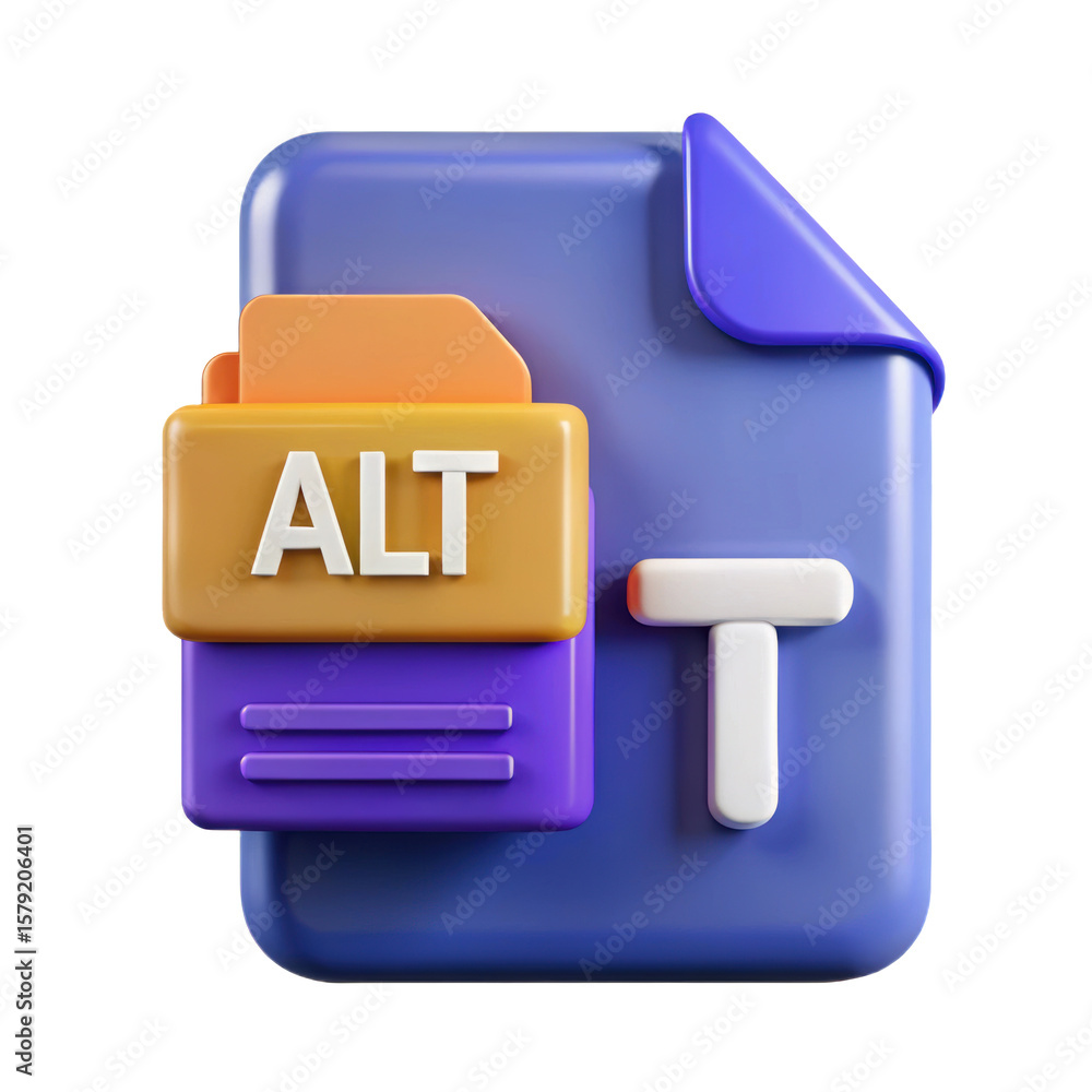 Fototapete 3d rendered icon representing a file with the letters alt and t symbolizing document management or d