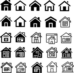 Minimalist home icons vector set. Includes modern flat, outline, and solid styles for real estate or app UI