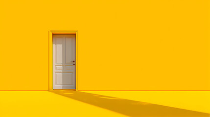 Isolated door centered on a monochrome background without shadows