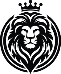 lion vector stylized lion emblem with crown – tribal logo art, lion vector royalty-inspired lion head illustration