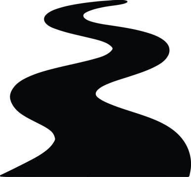 Silhouette winding river path way course direction vector Illustrator