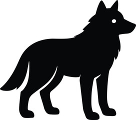 Silhouette wolf standing wildlife animal flat design vector Illustrator