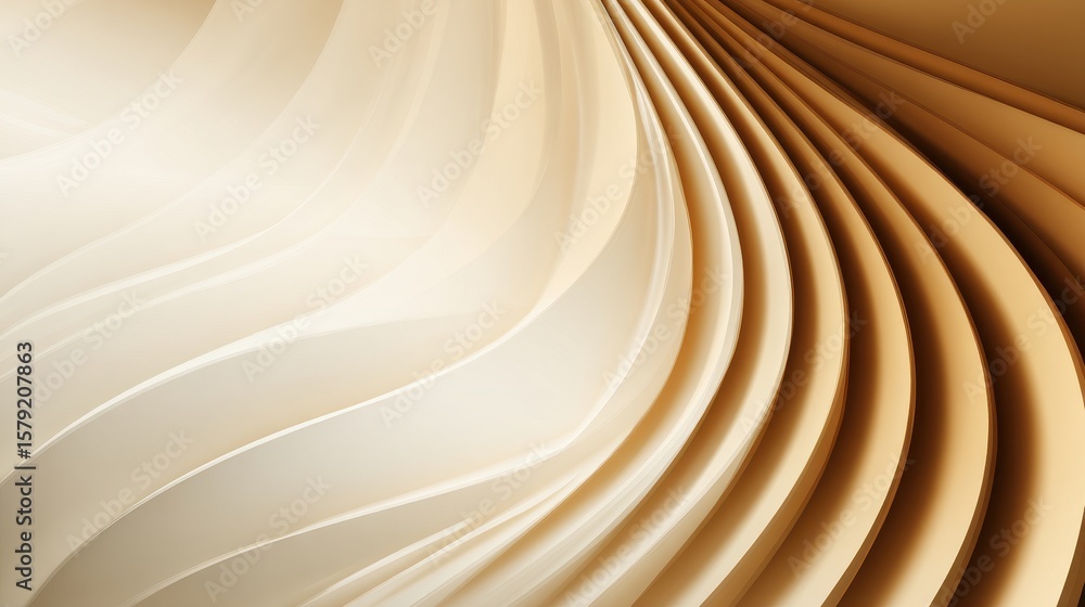Poster abstract wavy patterns in warm beige tones creating a sense of depth and movement