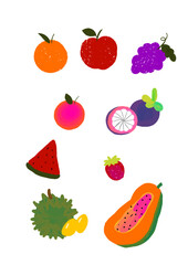 set of fruits and vegetables