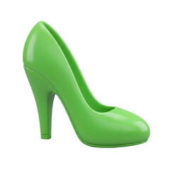 Obraz premium Vibrant green high heel shoe isolated on plain transparent background, showcasing its elegant design and glossy finish