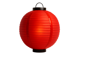 Red paper lantern isolated on transparent background