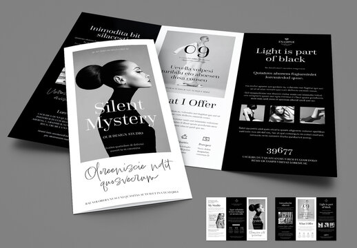 Elegant Sophisticated Project for Tri-Fold with High Aesthetic Details in Black and White Colors