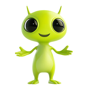 Cute baby alien isolated on transparent background