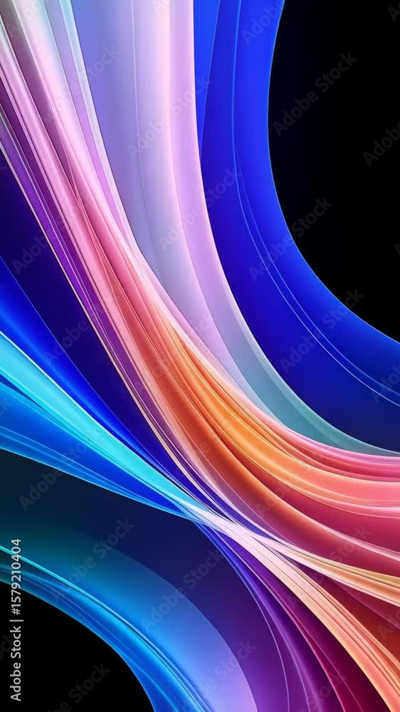 Poster abstract multi-colored light trails and waves flowing across a dark background create a sense of mov