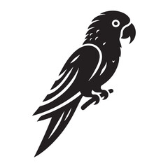 Minimalist Black Parrot Silhouette on Branch