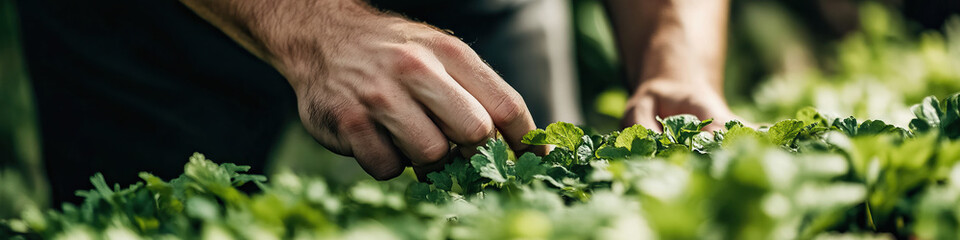 Human Hands Examining Green Plants