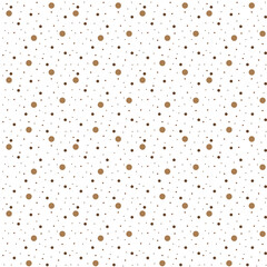 Seamless pattern with scattered polka dot and circle. Repeating brown dots and abstract motif