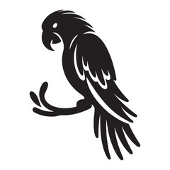 Minimalist Black Parrot Silhouette on Branch