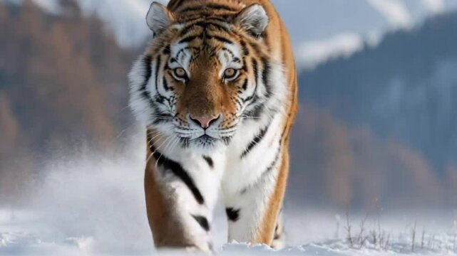 Tiger in snowy landscape