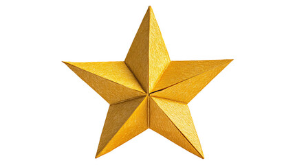 Golden star with paper texture isolated on transparent background
