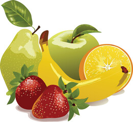 Obraz premium Assorted Fresh Fruit Still Life Illustration