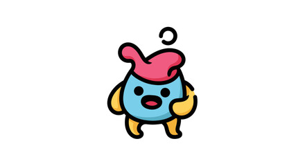 Playful Cartoon Character in Action, Colorful Design, Digital Art, Whimsical Environment, Creative Concept