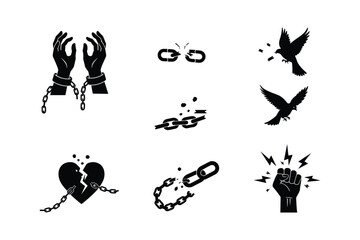 Broken Chains Freedom Birds Fist Symbol liberation breaking chains
