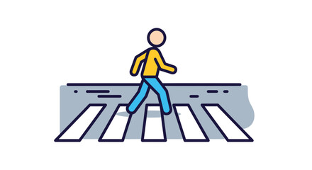 Pedestrian Crossing, Person Walking, Urban Environment, Illustration, Street Scene, Side View, Safe Navigation Concept