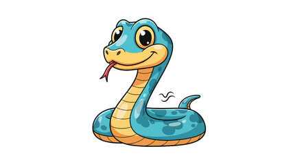 Fototapeta premium Illustration of a Friendly Snake Character in a Playful Style, Cartoon Environment, Fun Concept