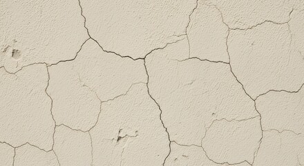 Obraz premium Close-up view of dry cracked earth in beige tones, illustrating drought, desertification, and climate change in arid environments.