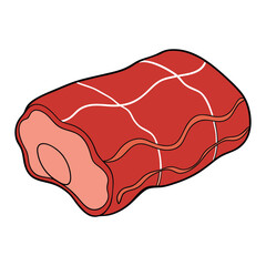 Fresh slices of raw pork or beef, richly marbled with fat, display a vibrant red hue and juicy texture—perfect for grilling, roasting, or hearty stews.
