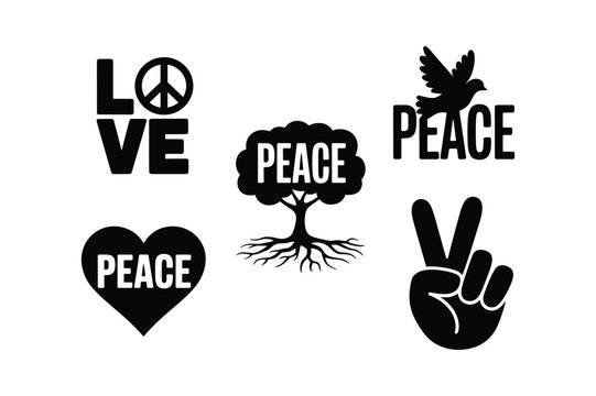 Love peace dove tree roots victory hand vector