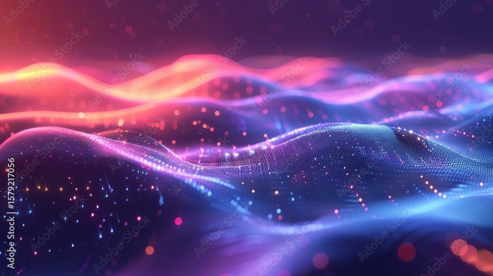 Poster abstract vivid color wave flowing express the energetic signal. seamless texture of vividness curve 